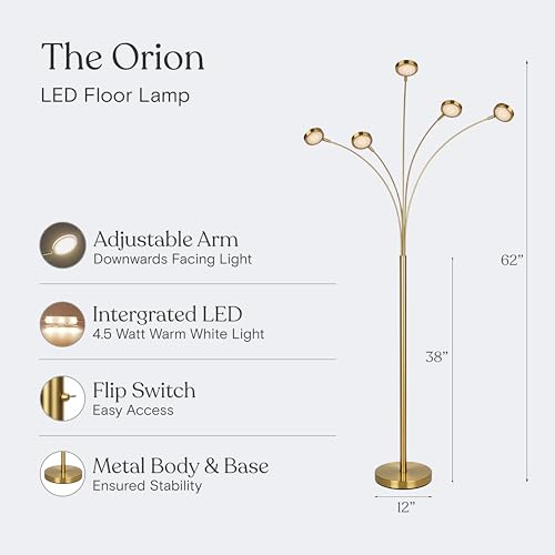 Orion Arc Floor Lamp for Living Room (Gold)