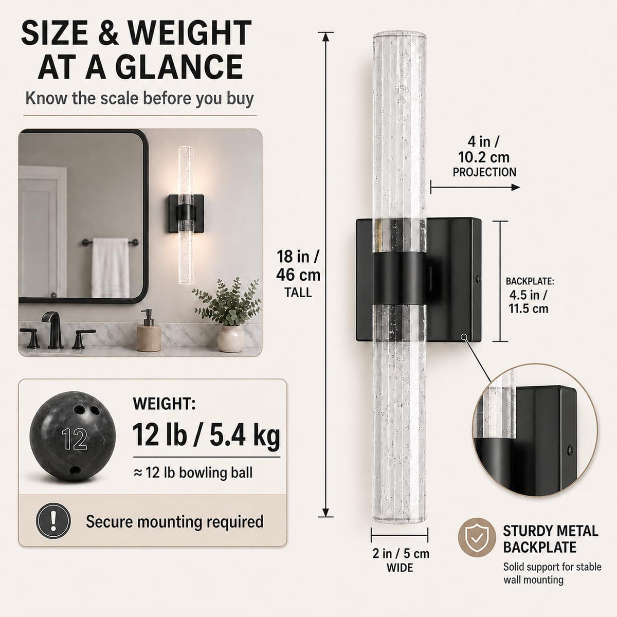 Modern Wall Sconces Set of Two (Black / 18in)