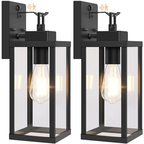 2 Pack 14” Upgraded Motion Sensor Outdoor Wall Lights (Black / 14in)
