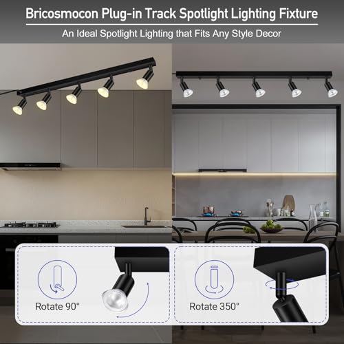 Plug in Track Lighting (Black / 29" 5-Light Plug in Track Lighting)