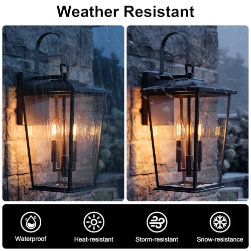 Modern Outdoor Wall Sconce Fixture 20 1 (Black-20.5in 1PCS / Non Dusk to Dawn)