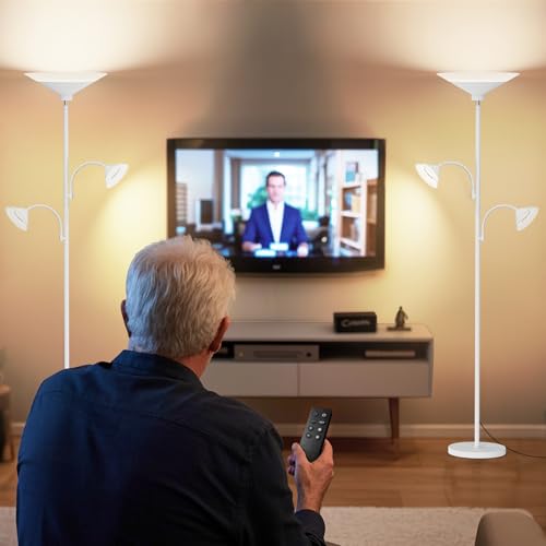 42W 3 Light Torchiere Floor Lamp (White)