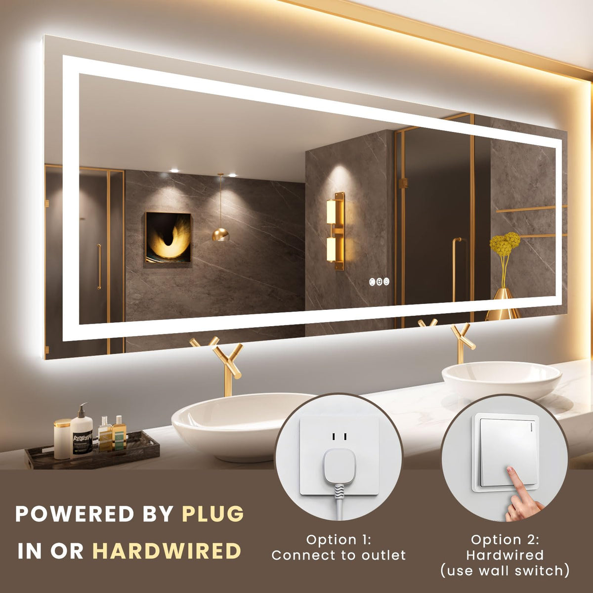 84"X32" LED Bathroom Mirror with Lights (Led / 32"L x 84"W)