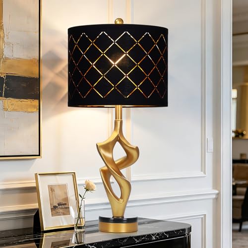 29" Tall Black and Gold Table Lamp for Living Room (Black & Gold (1 Pack))