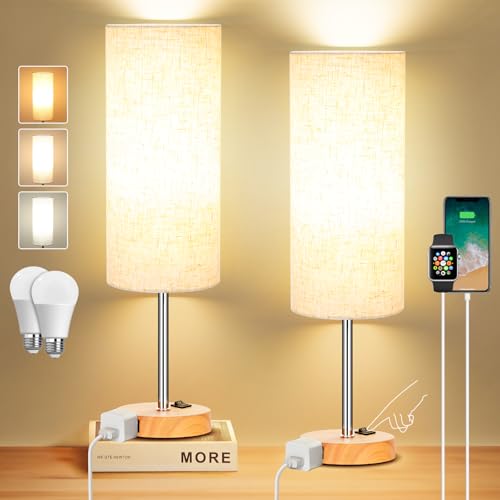 Table Bedside Lamp for Bedroom Set of 2