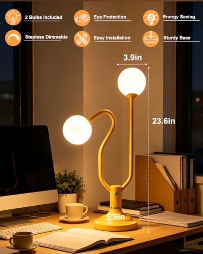 Yellow Globe Table Lamp Magic DIY Arms G9 Bulbs Included Dimmable (14-Yellow-Globe-2U-Magic DIY Arms)