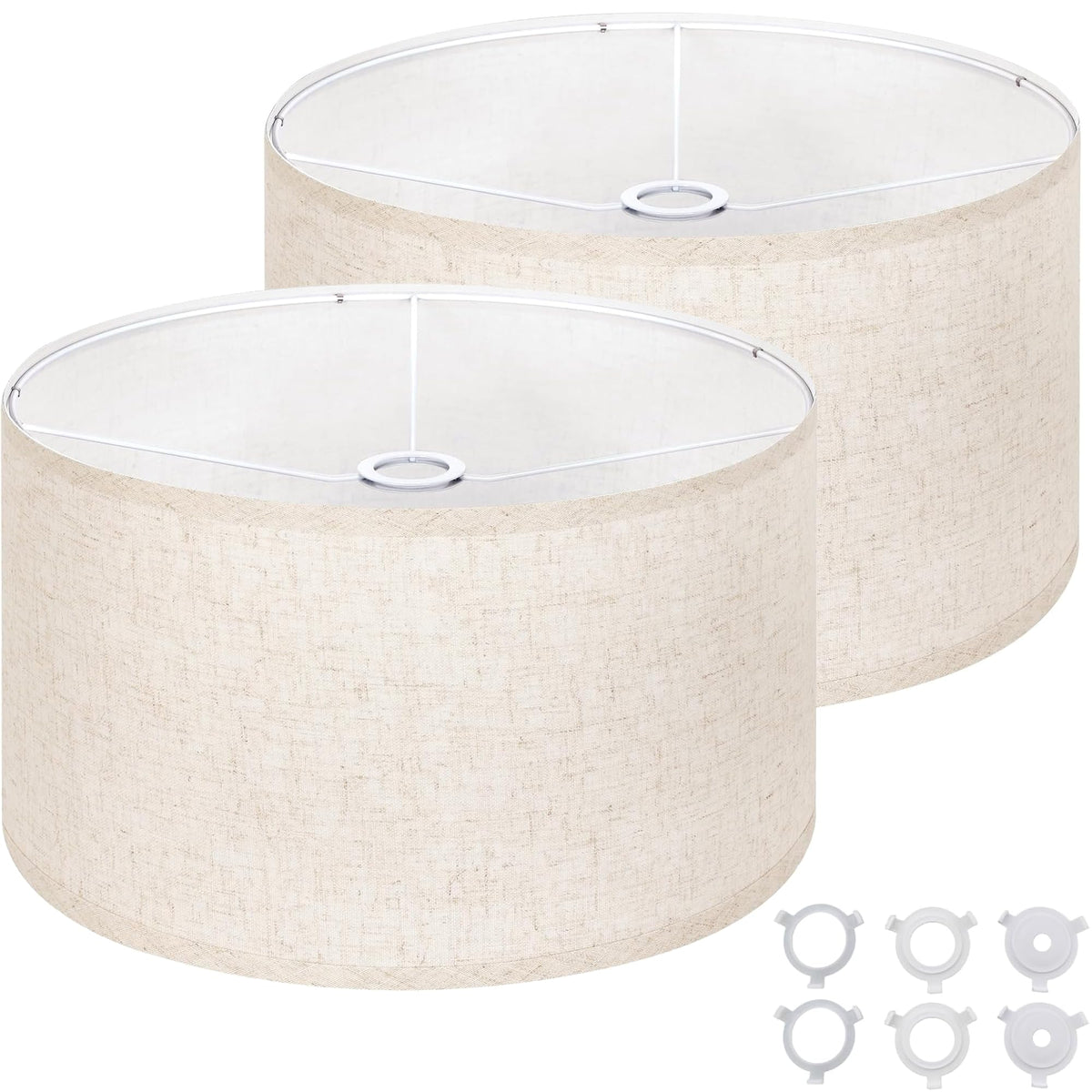 Linen Drum Lamp Shade set of 2 Beige (Beige 2 Pack / 16" x 16" x 9.8")