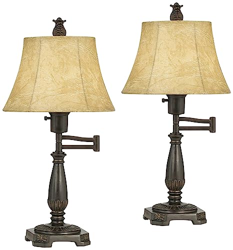 Andrea 22 1 2" Desk Lamps Set of 2 Swing Arm Bronze Brown with Smart Socket (Bronze - Smart Sockets Included)