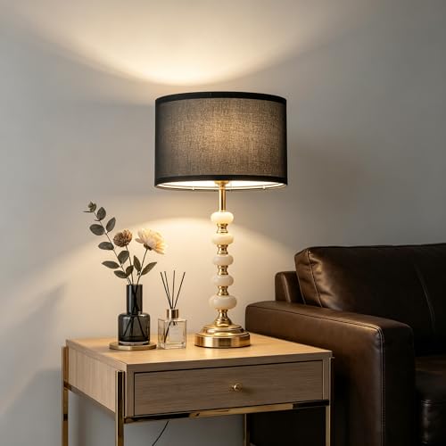 Crystal Table Lamp (Marble columns+Black)