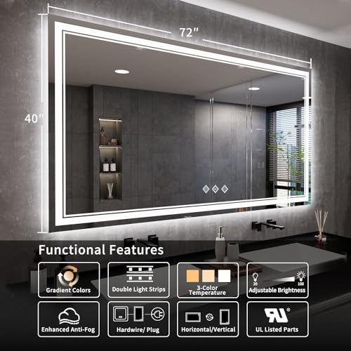 Bathroom Mirror (Front and Backlit / 72"L x 40"W)