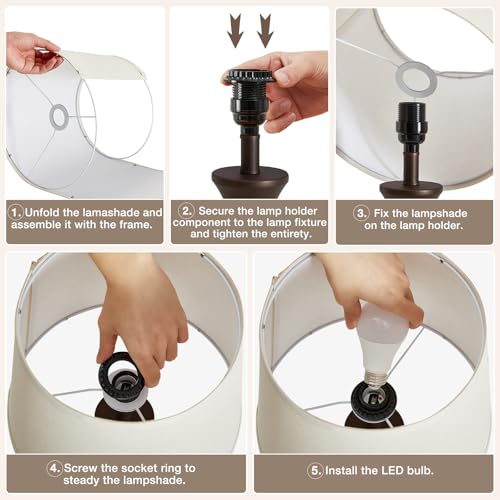 22" Table Lamp Set of 2 (Brown,Beige / 22in)
