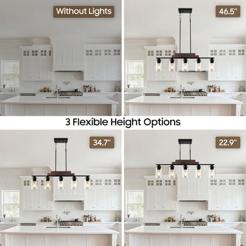 5 Light Kitchen Island Lighting (Black & Reddish Brown / 5-Light)