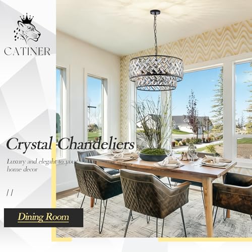 24" Black Crystal Chandelier (Big Drum Black)