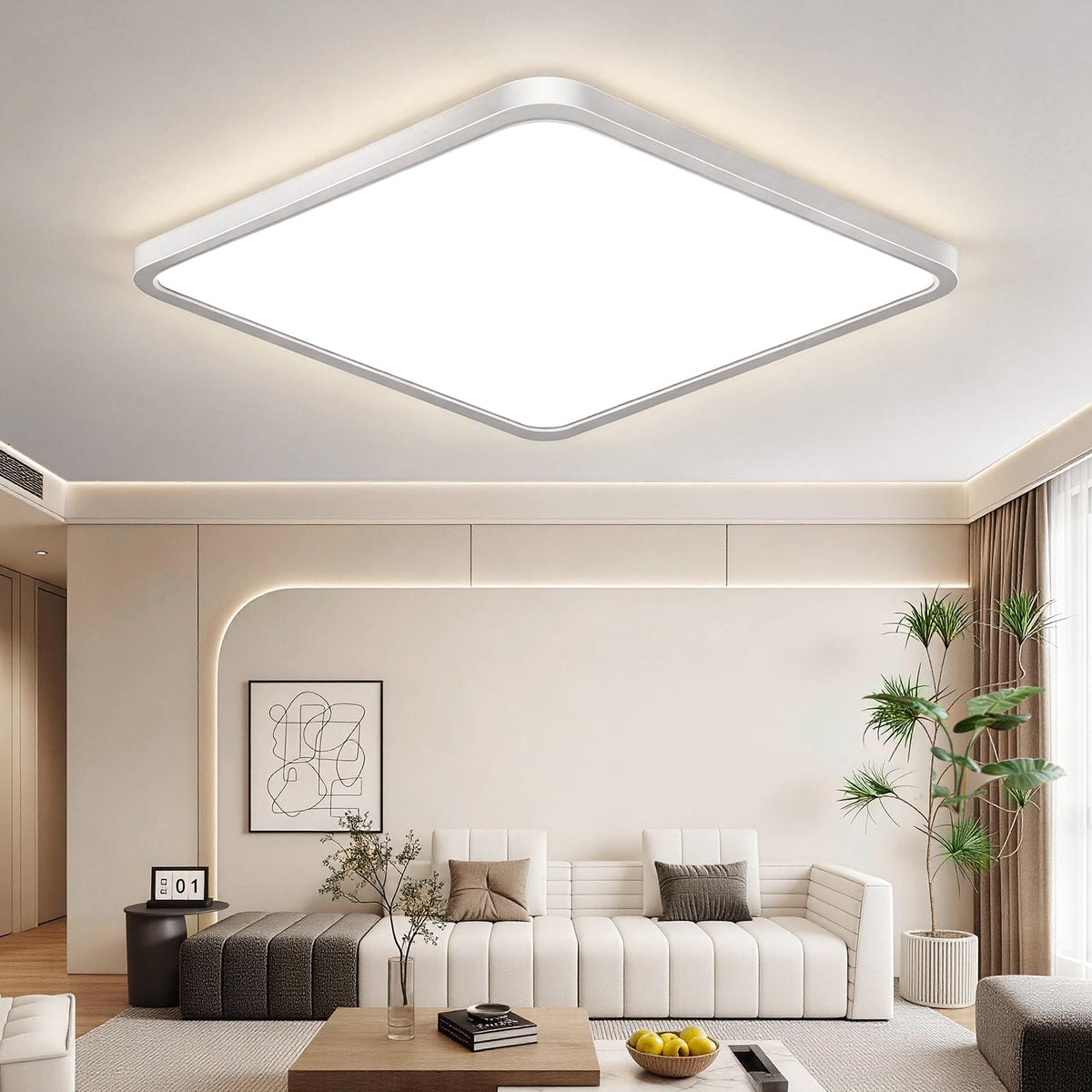 15.7Inch 32W Square LED Ceiling Light Fixtures Flush Mount (Natural White / 15.7 inch White)