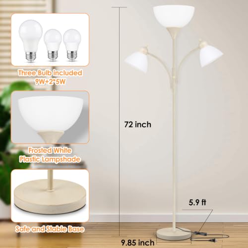 Torchiere Floor Lamps for Living Room (Rustic White)