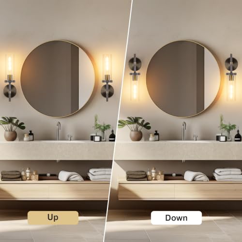 15" Knurled Bronze Hardwired Wall Sconces Set of 2 (Clear Glass / 15″-Bronze)