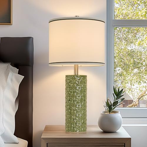 27" Farmhouse Table Lamp Set of 2 for Living Room Bedroom (Light Green / 27")