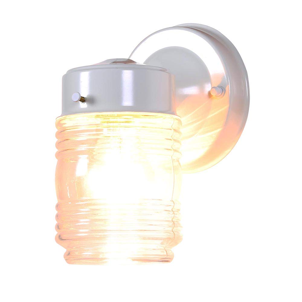 Jelly Jar 1 Light Outdoor Wall Lantern (Clear Ribbed Glass / Farmhouse)