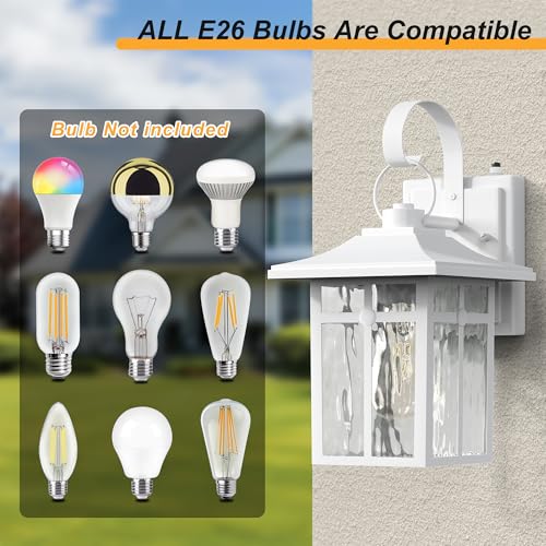 Dusk to Dawn Outdoor Wall Lights (White / 12.75 inch)