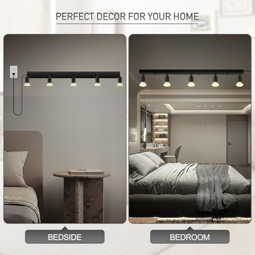 Plug in Track Lighting (Black / 29" 5-Light Plug in Track Lighting)