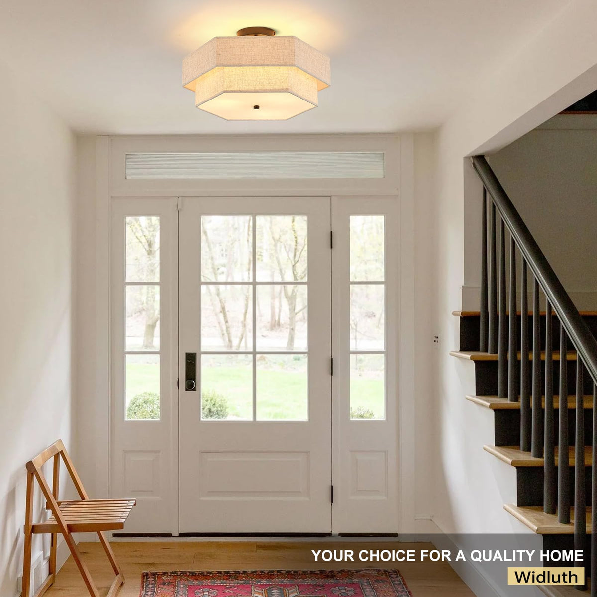 18" Large Black Semi Flush Mount Ceiling Light (Black - Square - 18")
