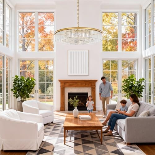 Brushed Copper Crystal Chandeliers Modern Contemporary Ceiling Lights Fixtures Pendant Lighting for Dining Living Room Chandelier D43 (D43" / Brass)