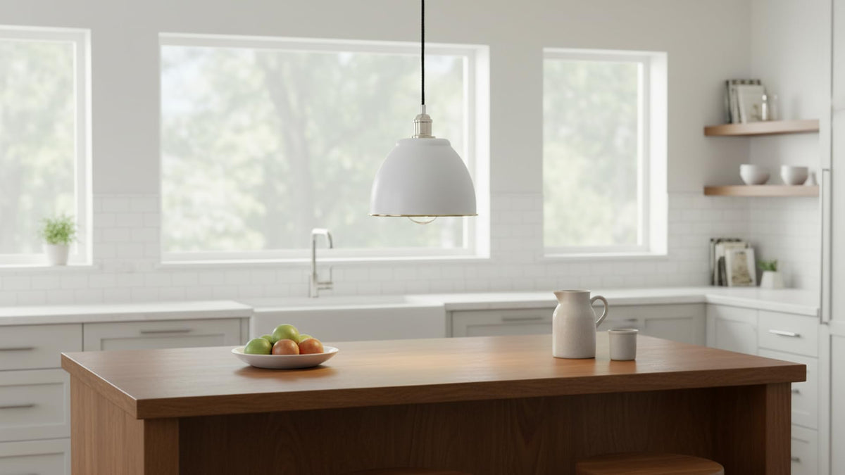 21601-21,Replacement Metal Shade for Pendant Light,Alabaster White,7-7/8"W x 5-3/4"H,Center Hole 1-5/8" (Alabaster White with White inside)