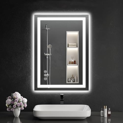 LED Bathroom Mirrors 24"x30" Bathroom Mirror with Lights for Wall (30"L x 24"W)
