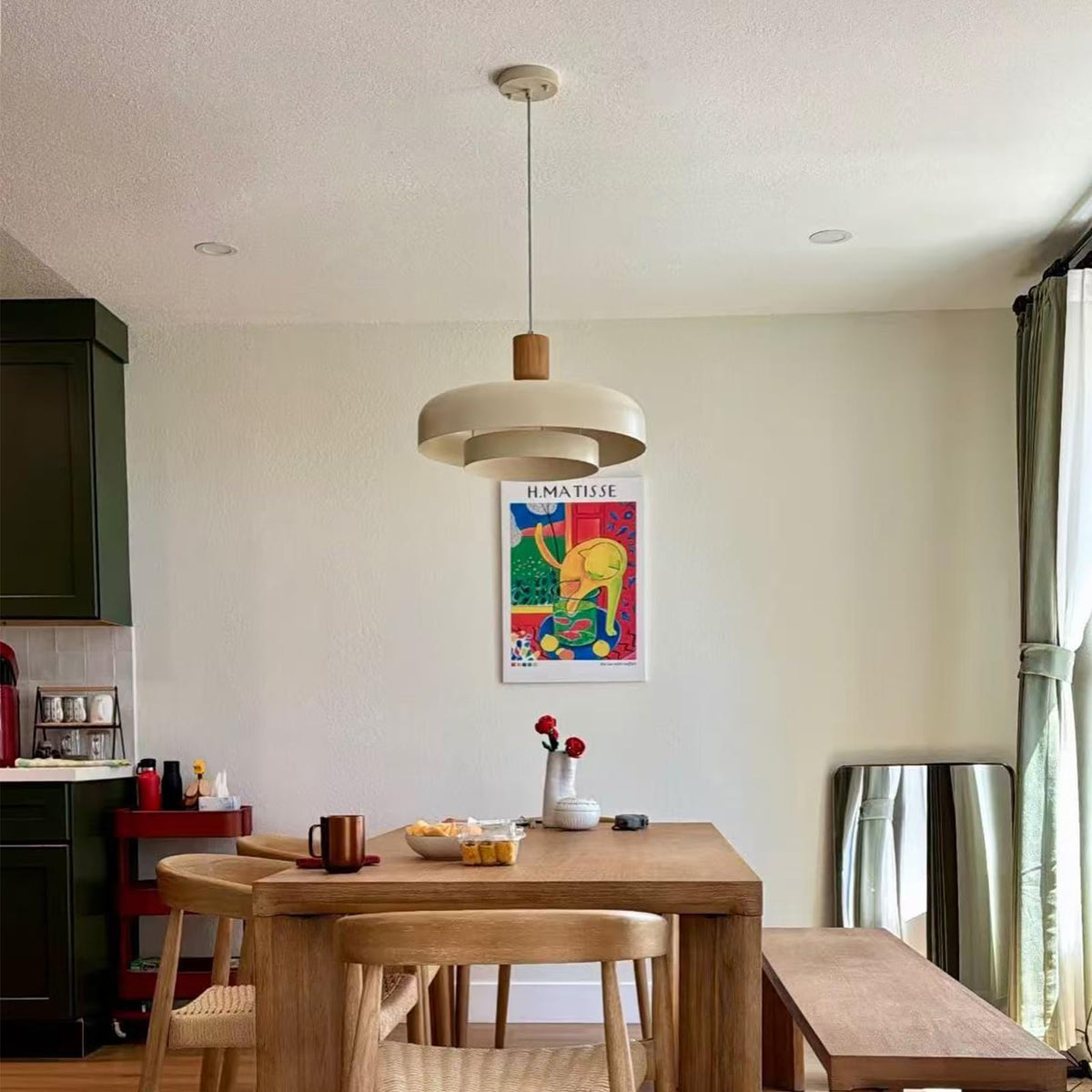 Mid Century Large Pendant Light 19.68 inch (Soft Cream)