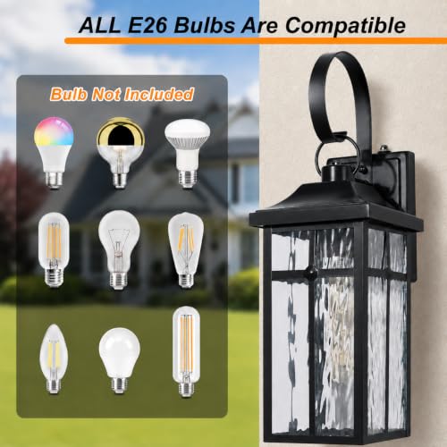 2 Pack Dusk to Dawn Outdoor Wall Lights (Black / 19 inch)