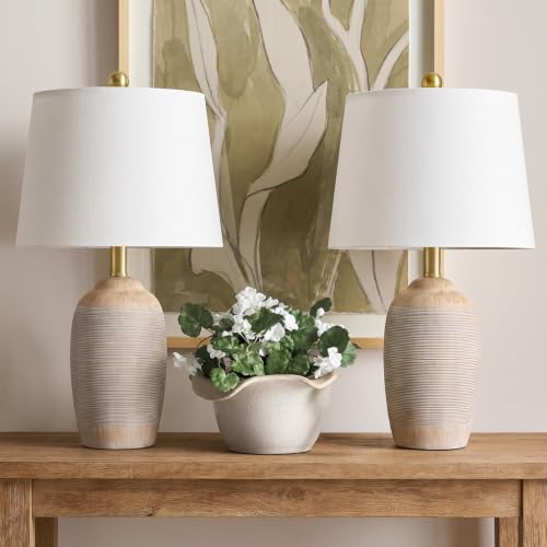 21" Handcrafted Ceramic Table Lamps Set of 2 with 5FT Cord