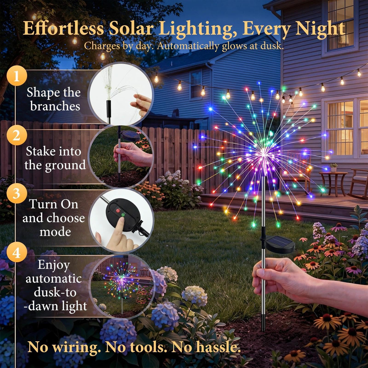 Multicolor Solar Firework Lights 4 Pack (Multicolor / 2 Pack)