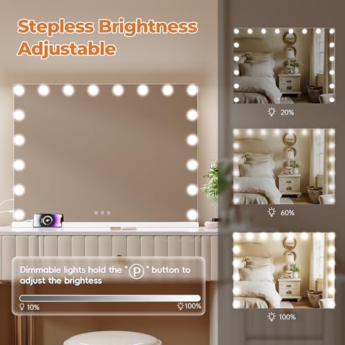 Vanity Mirror Makeup Mirror with Lights (White-18 Bulbs)