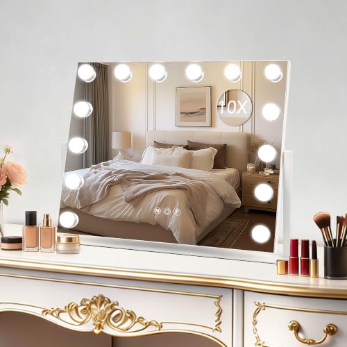 Vanity Mirror with Lights (White / 19"L x 16"W)