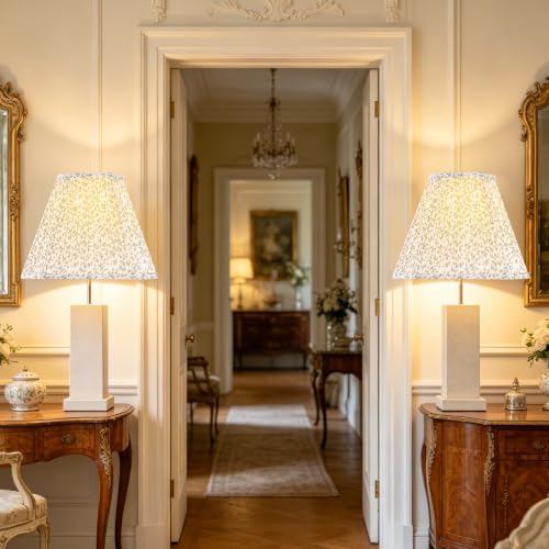 Lamp Shades Green Floral Set of 2 6.5"×13"×10.5" Bell Shade (White-2 Pack / 6.5*13*10.5in)
