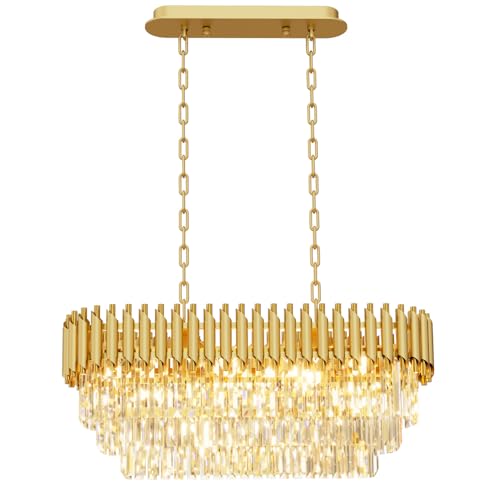 31.5" 8 Light Gold K9 Crystal Chandelier (Gold L32")