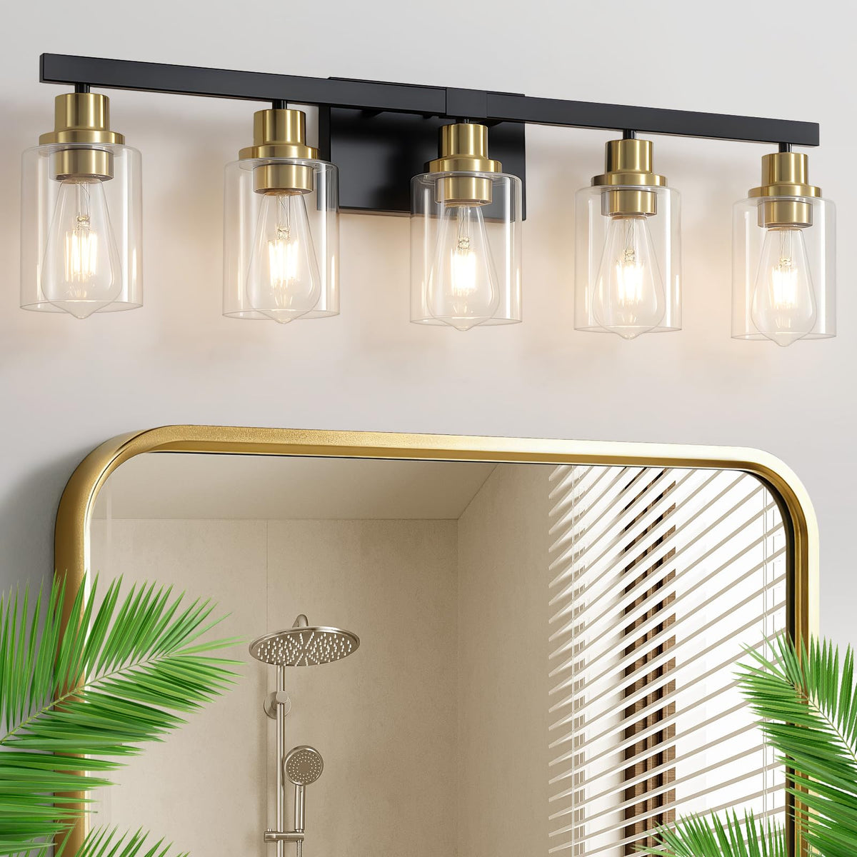 5 Light Black and Gold Bathroom Vanity Light (Black & Gold / 5-light)