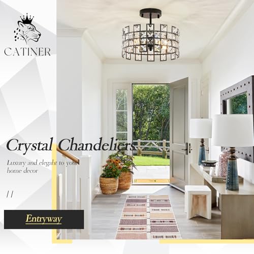 Black Crystal Pendant Light (Small Matte Black)