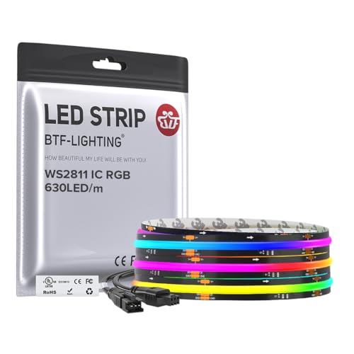 9.8FT WS2811 Smart IC RGB DC12V FCOB COB LED Strip Light (Black PCB / 9.8FT)