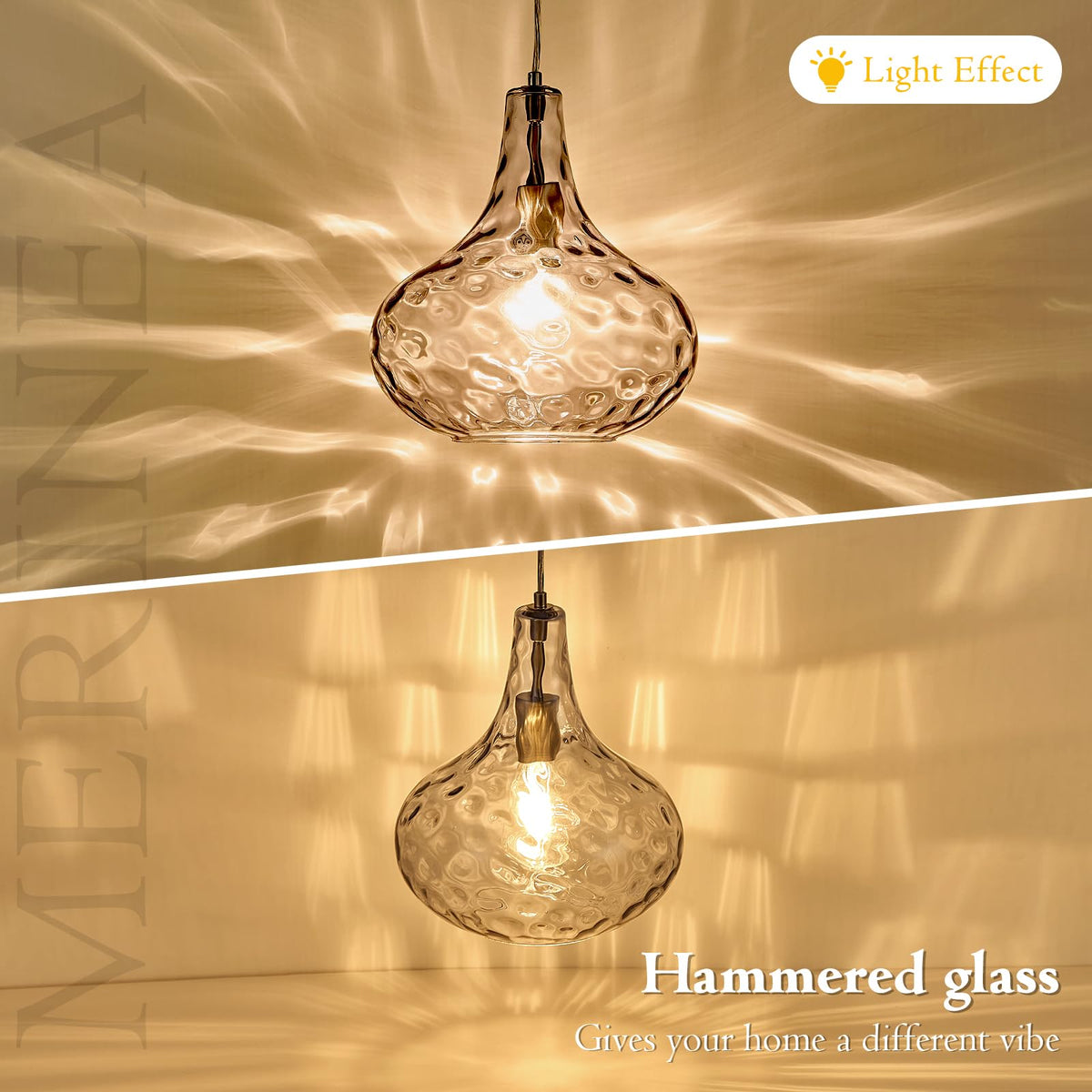 11" Smoked Hammered Glass Pendant Light (Smoked)