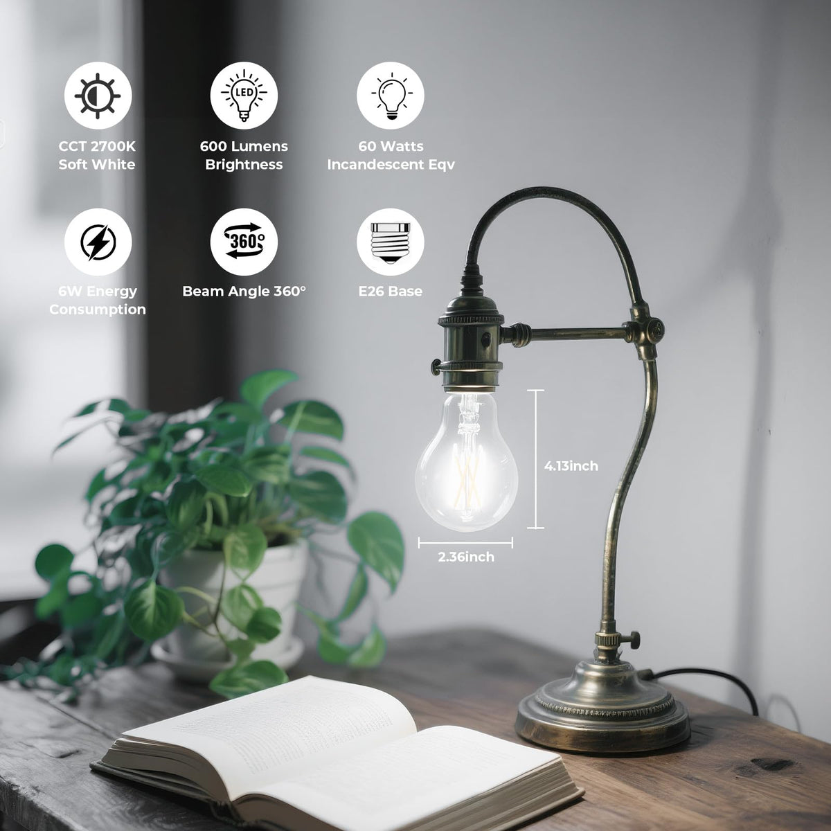 Dimmable E26 LED Bulb 6W (5000k Daylight / 6 Pack)