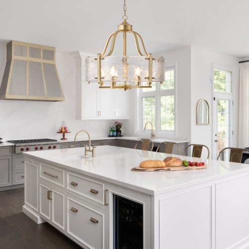 Sand Gold Hammered Glass Drum Chandelier (Sand Gold / 22 Inch)
