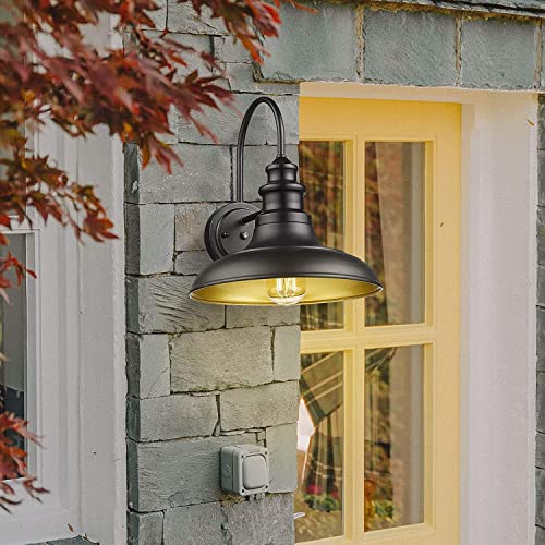 Dusk to Dawn Sensor Outdoor Barn Light Fixtures Outdoor Wall Sconces Farmhouse Wall Mount Lights Exterior Light Fixture Black Finish Industrial Wall Lantern for Porch (Black / 03-DDRZ004-4PACK(Dusk to Dawn))