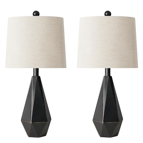 23'' Farmhouse Table Lamps Set of 2 (Medium - Black with Gold)