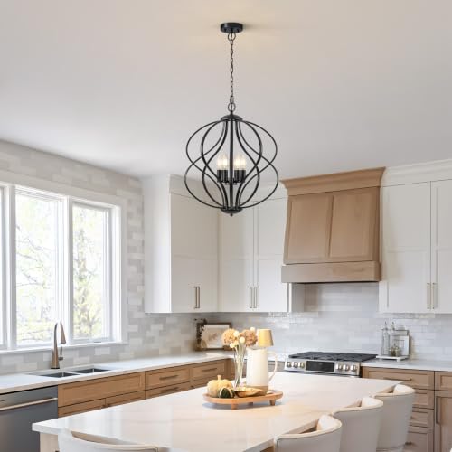 Modern Black Chandelier for Dining Room (6-Light / Black)