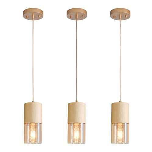 3 Pack Gold Pendant Light Fixtures (Gold & Amber—Cord / 3 Pack)