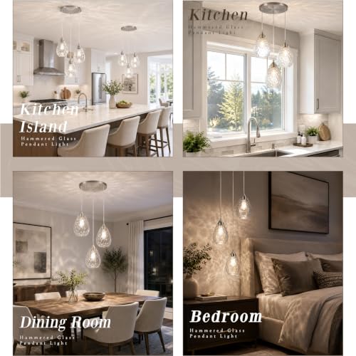 Nickel Glass Pendant Lights Kitchen Island 3 (Nickel, 3-Light / 6.3 Inch, 3-Light)