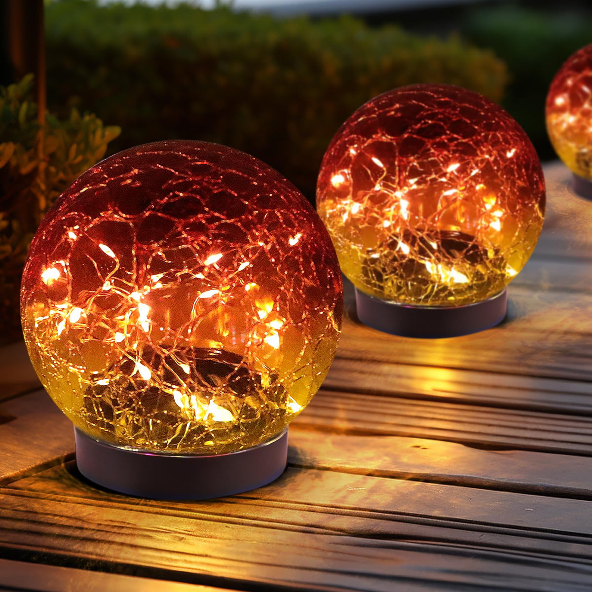Solar Globe Lights Outdoor Waterproof (Gradient red / 2 Globes)
