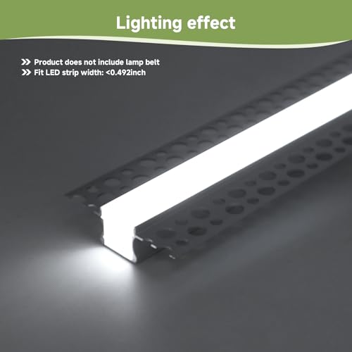 Plaster in LED Channel 6 Pack 3.3FT (Silver Aluminum + White Cover / 3.3FT/6P/#145)