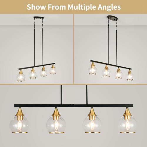 Island Light for Kitchen (Black and Gold / 4-Light)